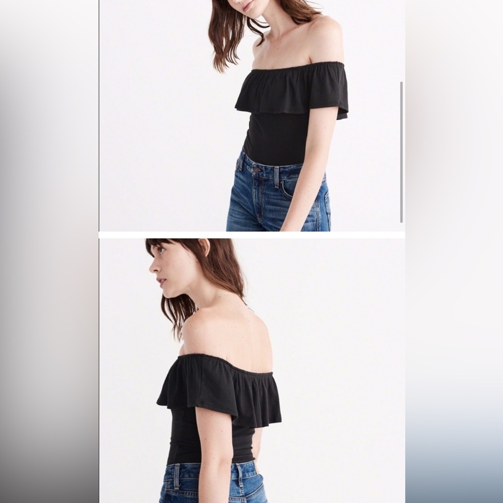 Abercrombie & Fitch Black Ruffle Off-Shoulder Blouse